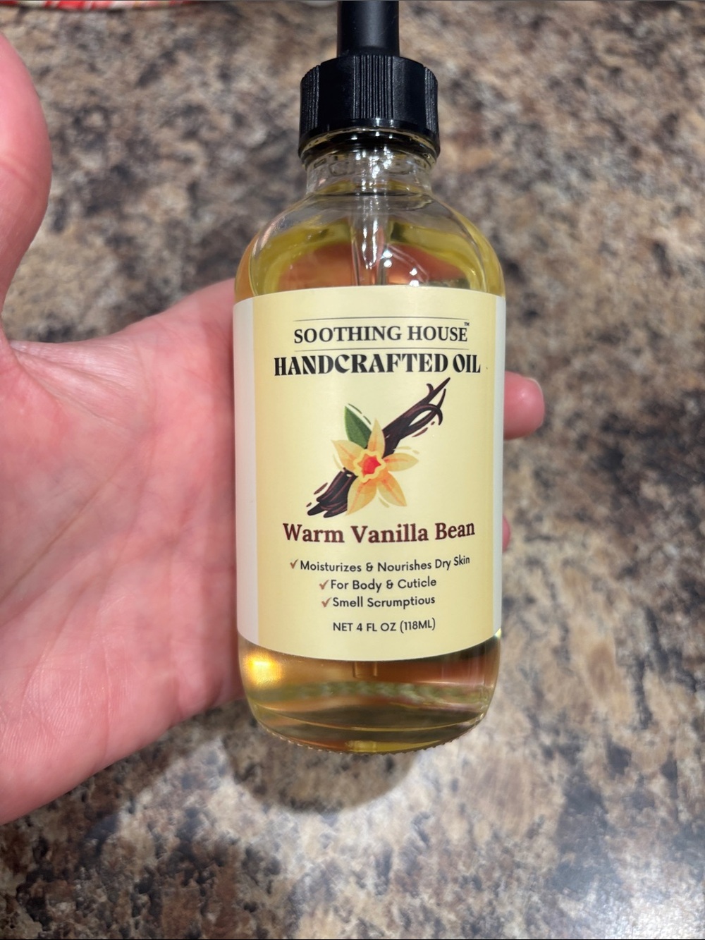 Warm Vanilla Bean Handcrafted Oil - Vanilla Scented Body & Cuticle Oil (Cream)
